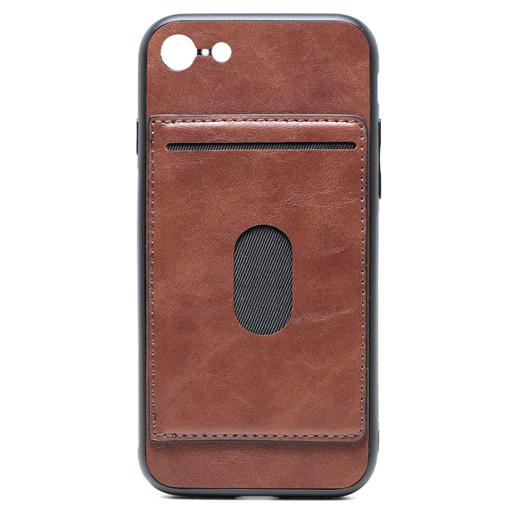 iPhone 8 / 7 LEATHER Style Kickstand Card Case with Magnetic Hold (Brown)